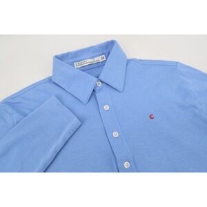 Criquet Polo Shirt Mens Small Bue Knit Solid Long Sleeve Austin